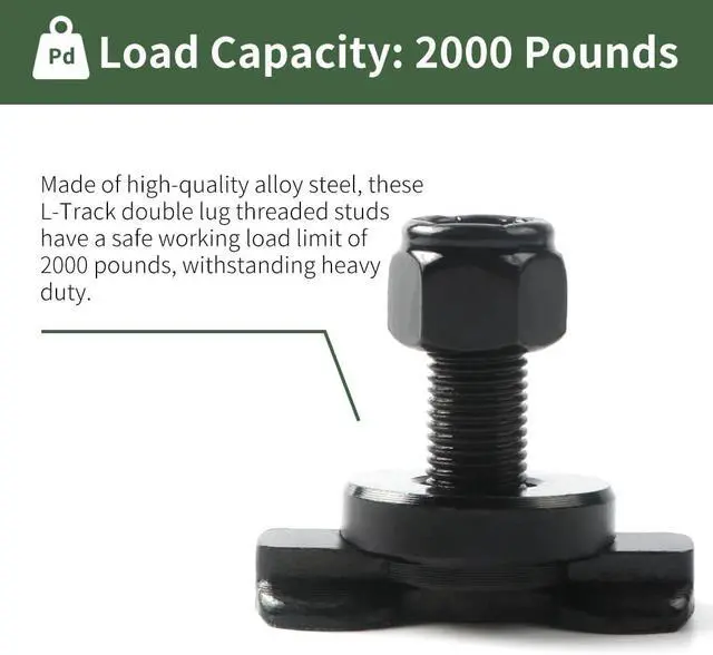 Alt view image 5 of 6 - 8-Pack L-Track Double Lug Threaded Stud Nut Fitting Tie Down