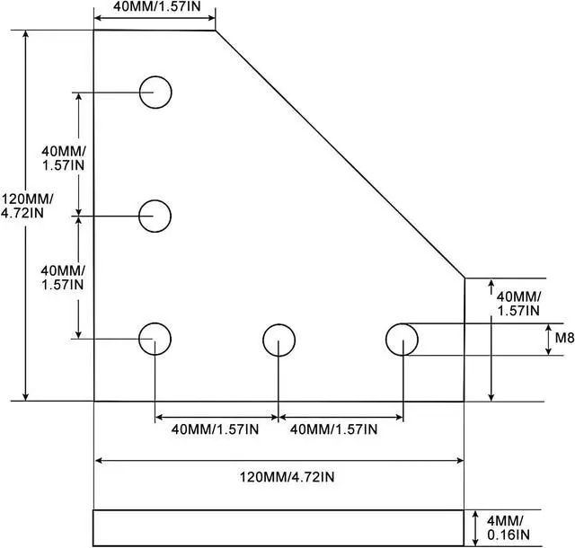 Alt view image 4 of 6 - 4040 Aluminum Extrusion Connector Bracket Set Included 8PCS Joint Plates,1Pcs M5 Wrench,40Pcs M8 T-Slot Nuts and 40Pcs M8x16mm Hex Socket Cap Screw for 4040 Aluminum Profile 3D Printer Frame(