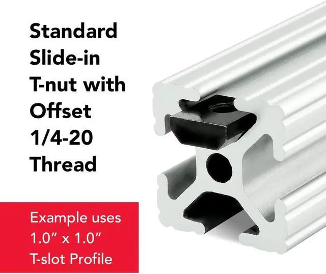 Alt view image 6 of 7 - 8020, 3204, 10 Series 1/4-20 Steel Standard Slide in T-Nut Nut (25 Pack) Hardware for 1 Inch Based Extruded Aluminum T Slot Extrusions