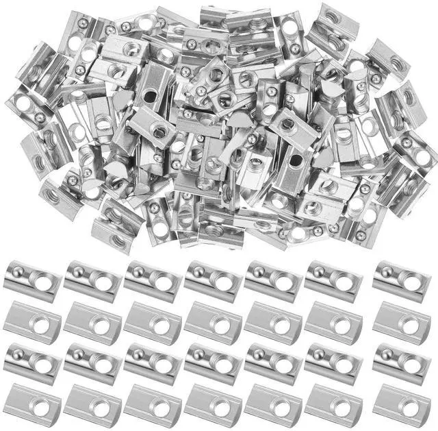 Main image of 400 Pcs 4040 Series M8 T Nuts Half Roll in Spring Silver Thread Spring Carbon Steel European Standard T Nut for Aluminum Extrusion Profile