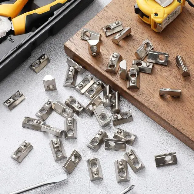 Alt view image 4 of 6 - 400 Pcs 4040 Series M8 T Nuts Half Roll in Spring Silver Thread Spring Carbon Steel European Standard T Nut for Aluminum Extrusion Profile