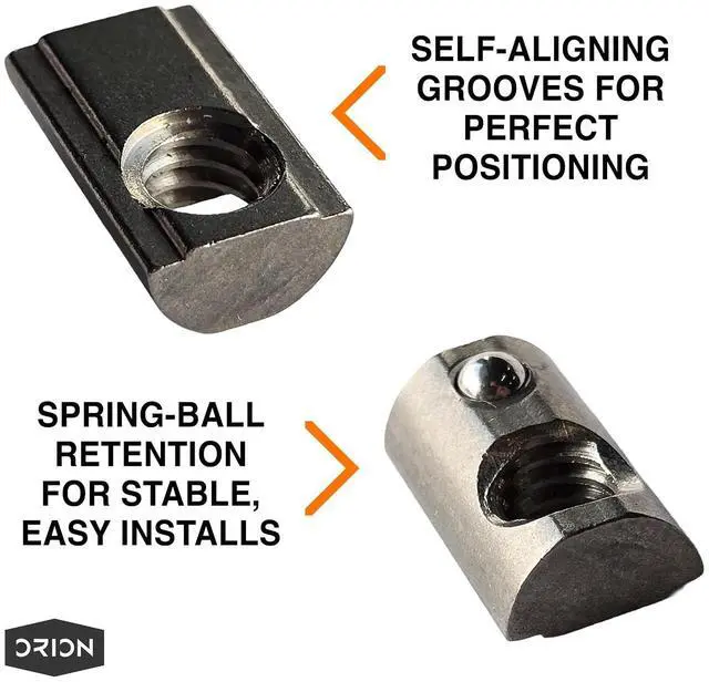 Alt view image 2 of 7 - 10 Series 1/4"-20 Stainless Steel Self Aligning Roll-in T-Nuts with Ball Spring (25-Pack) 8020-Compatible T Slot Hardware for Aluminum Extrusion