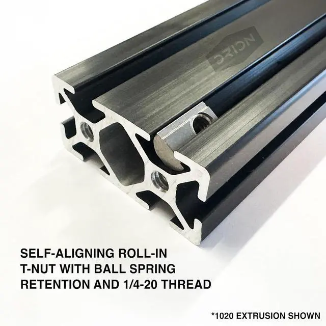 Alt view image 3 of 7 - 10 Series 1/4"-20 Stainless Steel Self Aligning Roll-in T-Nuts with Ball Spring (25-Pack) 8020-Compatible T Slot Hardware for Aluminum Extrusion