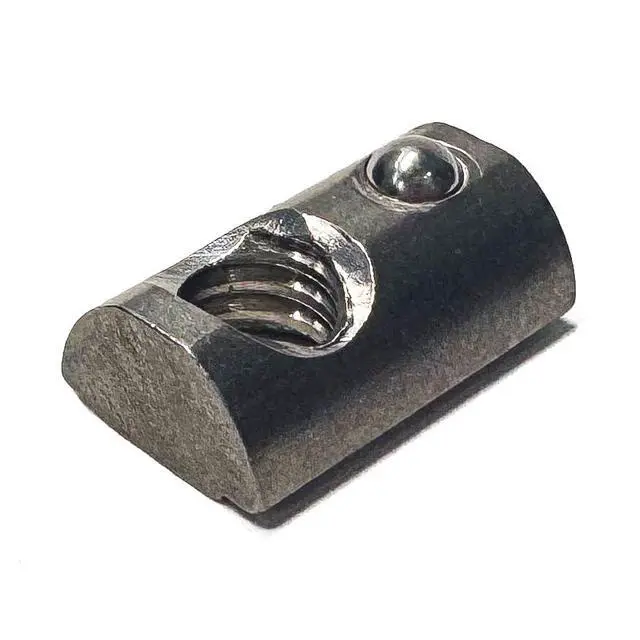 Alt view image 7 of 7 - 10 Series 1/4"-20 Stainless Steel Self Aligning Roll-in T-Nuts with Ball Spring (25-Pack) 8020-Compatible T Slot Hardware for Aluminum Extrusion