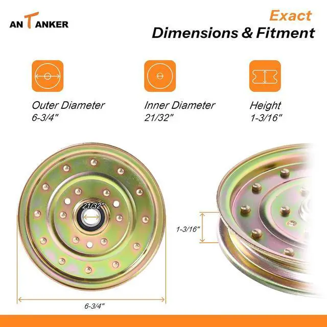 Alt view image 2 of 7 - Flat Idler Pulley Replacement for Exmark Lazer Z, Lazer XP, Toro Z Master 52" 60" 72" Deck, Replaces Exmark Toro 116-4667, 1-633109, 633109, 126-7685, Husqvarna 539102610, 3 Pack