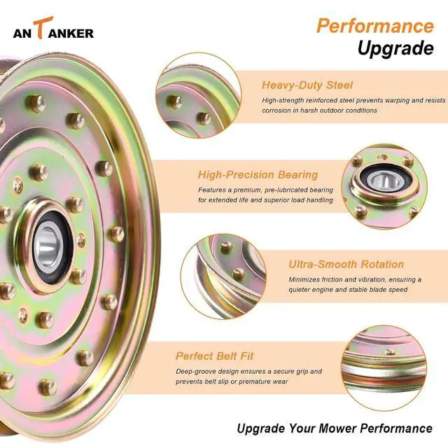 Alt view image 4 of 7 - Flat Idler Pulley Replacement for Exmark Lazer Z, Lazer XP, Toro Z Master 52" 60" 72" Deck, Replaces Exmark Toro 116-4667, 1-633109, 633109, 126-7685, Husqvarna 539102610, 3 Pack