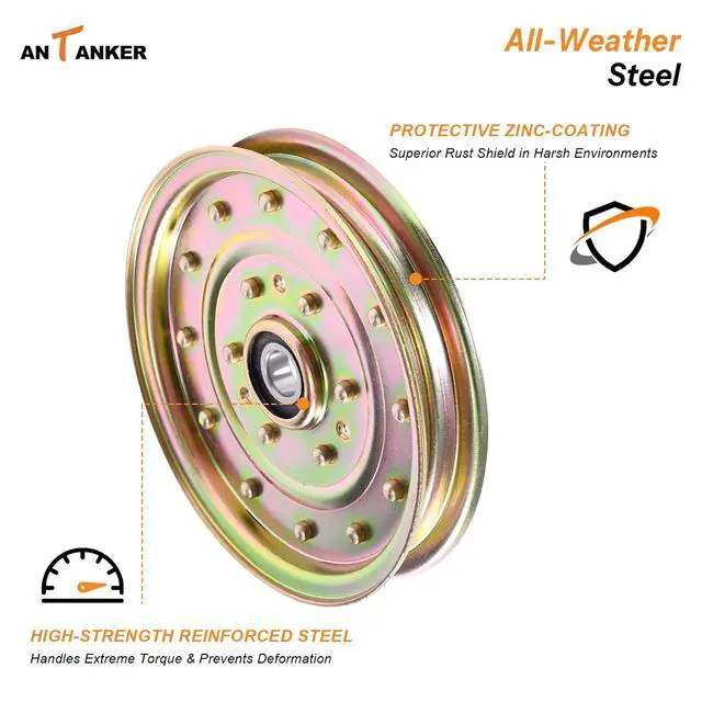 Alt view image 5 of 7 - Flat Idler Pulley Replacement for Exmark Lazer Z, Lazer XP, Toro Z Master 52" 60" 72" Deck, Replaces Exmark Toro 116-4667, 1-633109, 633109, 126-7685, Husqvarna 539102610, 3 Pack