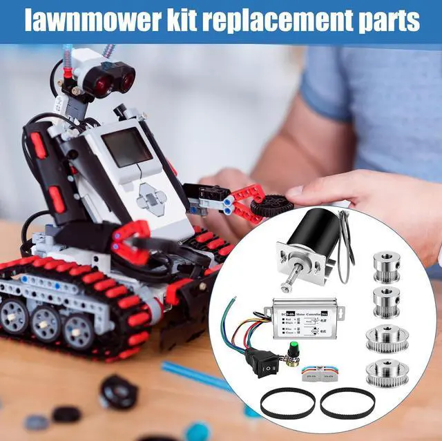 Alt view image 7 of 7 - 12V-24V DC Geared Motor Kit (3500-7000 RPM High Speed), Permanent Magnet Motor with Speed Controller, GT2 Synchronous Pulleys and Timing Belt Set for DIY Projects(with Screw Thread)
