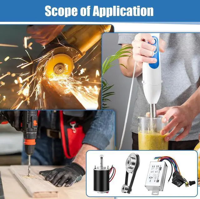 Alt view image 6 of 7 - 12V-24V DC Geared Motor Kit (3500-7000 RPM High Speed), Permanent Magnet Motor with Speed Controller, GT2 Synchronous Pulleys and Timing Belt Set for DIY Projects(with Screw Thread)