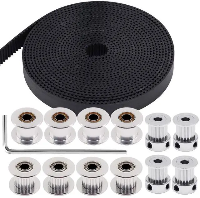 Main image of 5M GT2 Timing Belt 15mm Width + 4pcs 20 Teeth 5mm Bore Timing Pulley Wheel + 4pcs 20 Toothless Bore 5mm Idler + 4pcs 20 Tooth Bore 5mm Idler,for 3D Printer