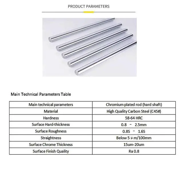 Alt view image 3 of 7 - 2Pcs 8mm x 1000mm Linear Rod, Diameter 8mm Case Hardened Chrome Plated Smooth Linear Motion Rod Shaft Guide Rail - Metric h8 Tolerance L: 39.37 inch /1000mm