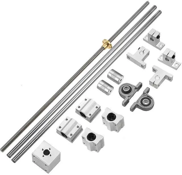 Main image of 600mm Linear Motion Rod Guide & 8mm Lead Screw & SK8 Shaft Support & SCS8UU Bearings & 2PCS KP08 & Flexible Shaft Couplings