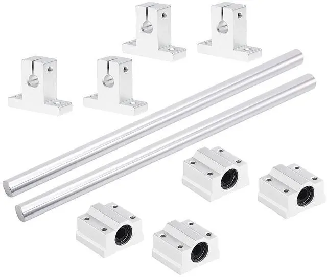 Main image of 2PCS 8mm X 1000mm Linear Motion Rod Shaft Guide with 4 PCS SCS8UU Ball Bearings & 4 PCS SK8 Aluminum Rail Support, Linear Motion Rod Guide Set for CNC and DIY Craft Tool (Diameter 8mm, 1000mm)