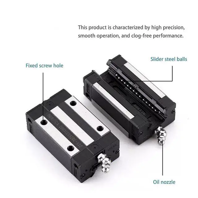 Alt view image 3 of 7 - HGH20CA Linear Slider Bearing Blocks 4Pcs,20mm HG20 Linear Motion Ball Bearing Carriage Slider Sliding CA Block for Square Linear Slide Guide Guideway Rail HGH20 HGR20 as CNC Kit Part Replacement