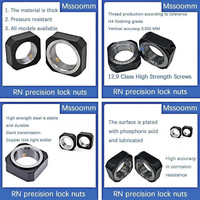 Alt view image 3 of 6 - DN20 Lock Nut for Roller Screw5Pack M20 x 2.5 Hex Nut, 42CrMo Steel, 6H Precision, Phosphated and Lubricated Anti Backlash, Copper Setscrew Included