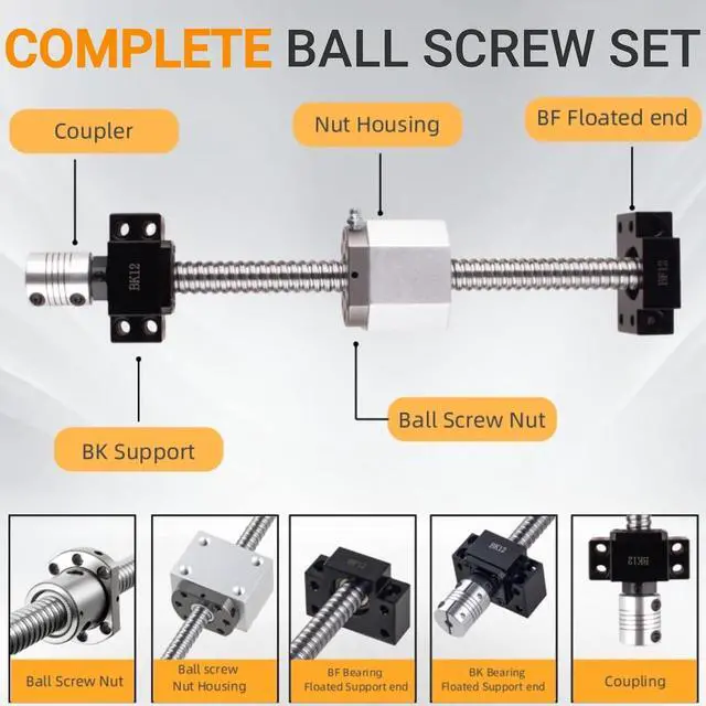Alt view image 2 of 7 - ANWOK Anti-Backlash Ball Screw SFU1605-1550mm with BallScrew Nut+Nut Housing + Coupler with BK12/BF12 Standard End Machiningfor CNC Route Grinding Machine