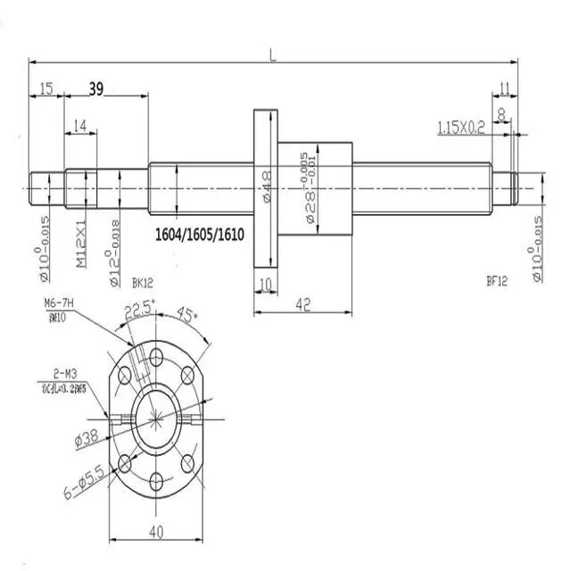 Alt view image 7 of 7 - ANWOK Anti-Backlash Ball Screw SFU1605-1550mm with BallScrew Nut+Nut Housing + Coupler with BK12/BF12 Standard End Machiningfor CNC Route Grinding Machine
