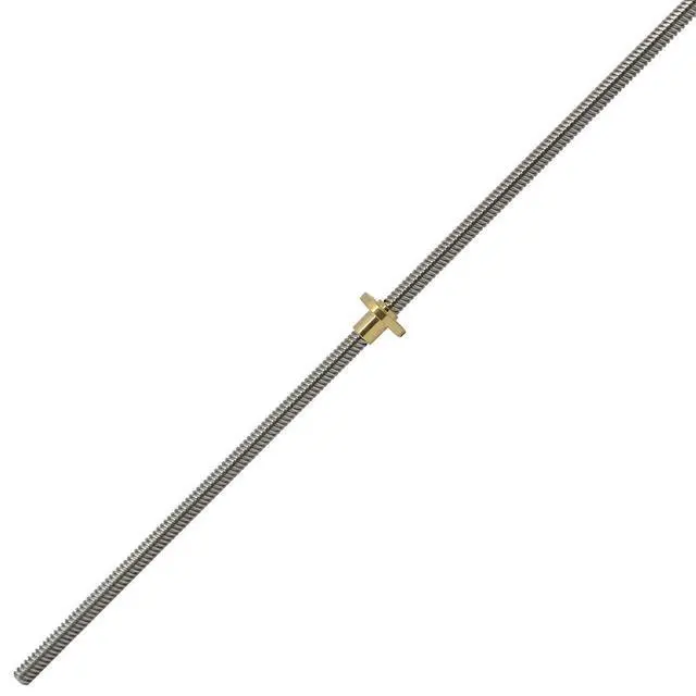 Alt view image 3 of 6 - 1000mm T8 Tr8x8 Lead Screw and Brass Nut (Acme Thread, 2mm Pitch, 4 Starts, 8mm Lead) for 3D Printer Z Axis