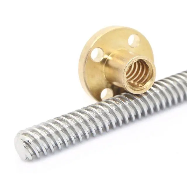 Alt view image 4 of 6 - 1000mm T8 Tr8x8 Lead Screw and Brass Nut (Acme Thread, 2mm Pitch, 4 Starts, 8mm Lead) for 3D Printer Z Axis