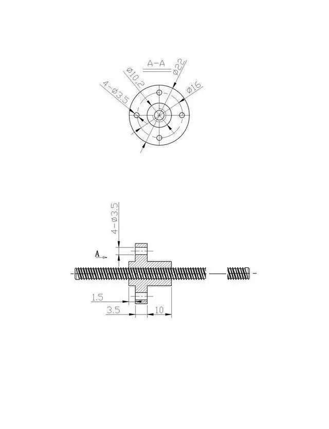 Alt view image 6 of 6 - 1000mm T8 Tr8x8 Lead Screw and Brass Nut (Acme Thread, 2mm Pitch, 4 Starts, 8mm Lead) for 3D Printer Z Axis