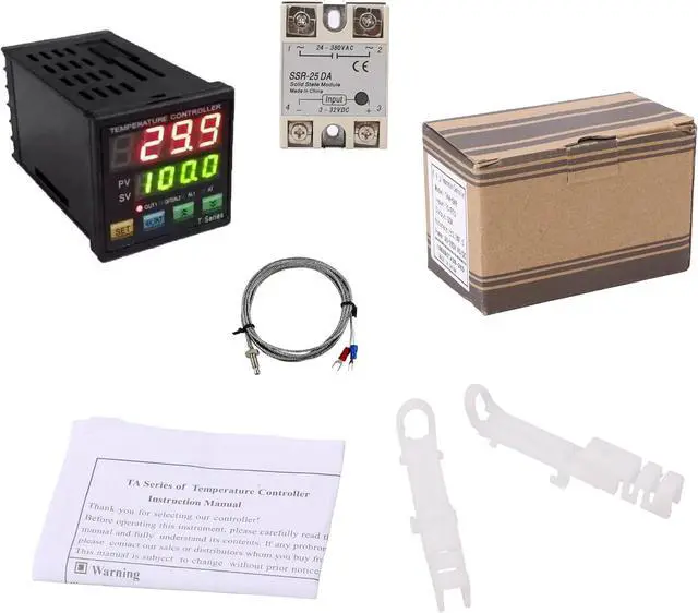 Alt view image 6 of 7 - PID Temperature Controller Industrial Automation Control Meter Indicator, High Voltage 100V to 240V PID Thermostat with K Thermocouple 25A SSR Fahrenheit and C Display Alarm Output TC RTD Input