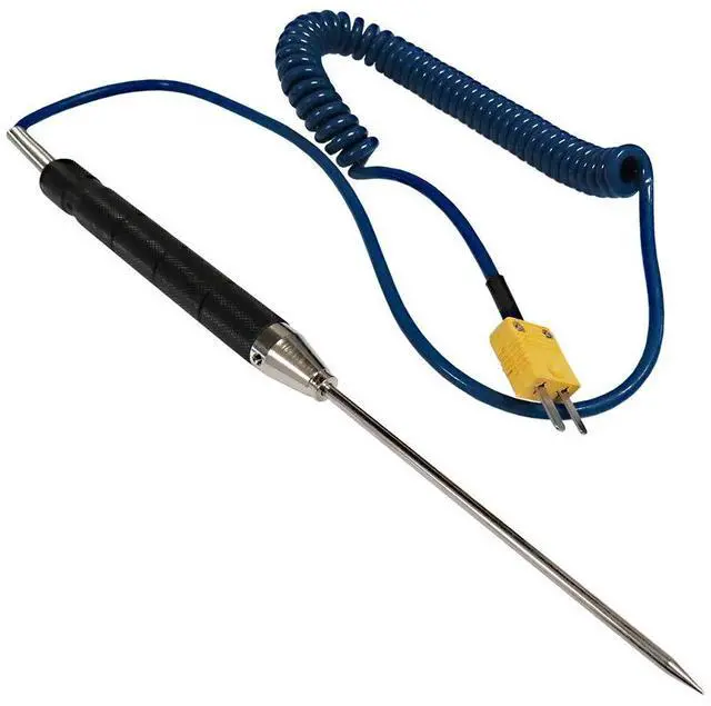 Main image of Type K Penetration Thermometer Probe 800065 - High-Temperature Range -50°C to +400°C, Durable 4" Stainless Steel Probe with 53" Cord - 2 pc