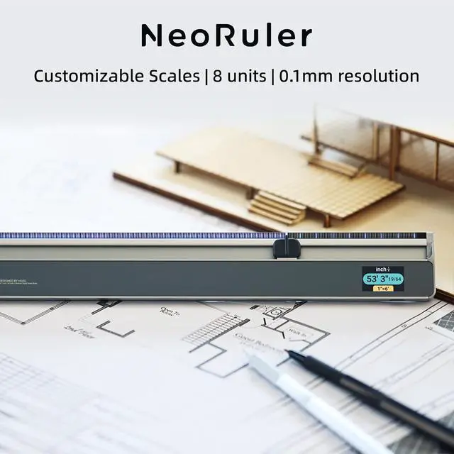 Alt view image 2 of 6 - NeoRuler Digital Scale Ruler, 12 inch Smart Scale Ruler with Infinite Customized Scales and ±0.004 inch Accuracy, 93 Built-in US Imperial, Metric Scales, Architectural and Engineering