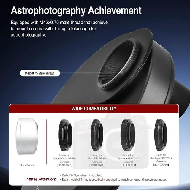 Alt view image 4 of 7 - 9-Position Filter Wheel Compatible for Telescope Filter 1.25inch