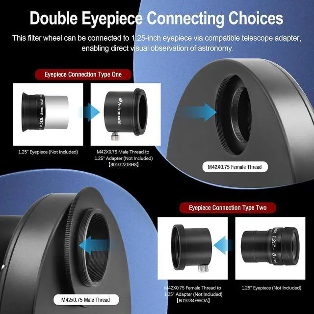 Alt view image 5 of 7 - 9-Position Filter Wheel Compatible for Telescope Filter 1.25inch