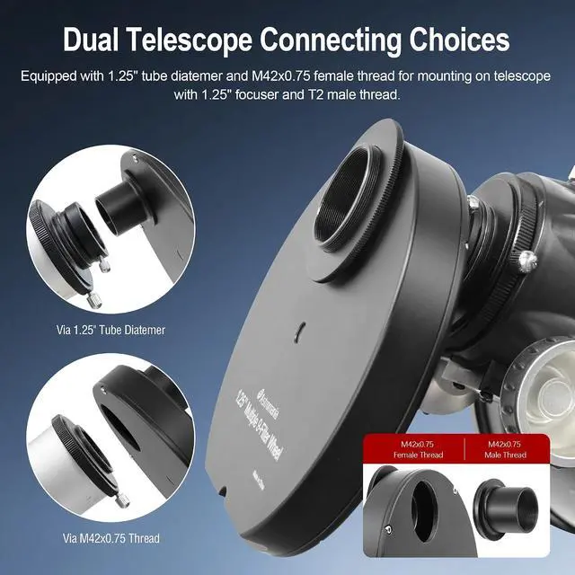 Alt view image 6 of 7 - 9-Position Filter Wheel Compatible for Telescope Filter 1.25inch