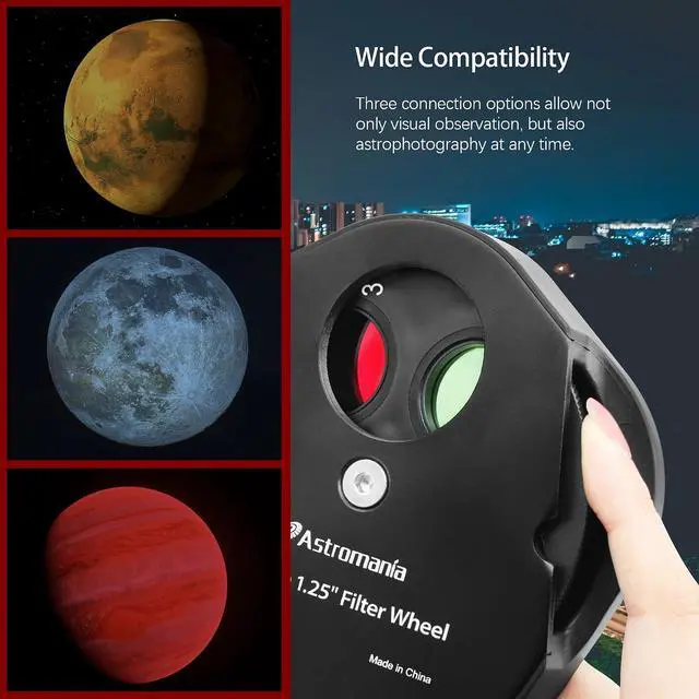 Alt view image 4 of 7 - 5-Position Filter Wheel Compatible for Telescope Filter 1.25inch