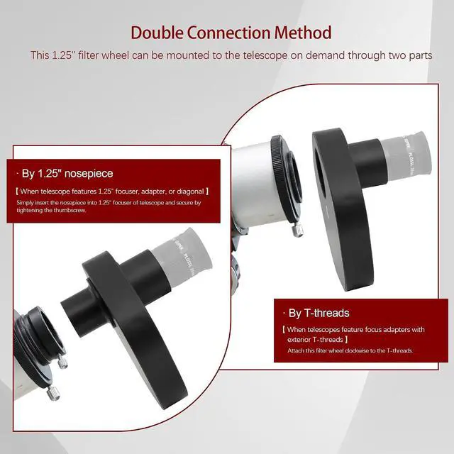 Alt view image 6 of 7 - 5-Position Filter Wheel Compatible for Telescope Filter 1.25inch