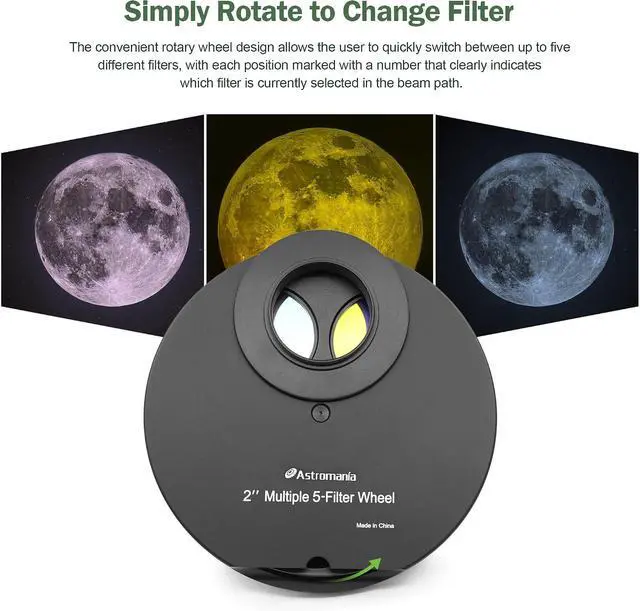 Alt view image 2 of 7 - 5-Position Filter Wheel Holder for Telescope Filter 2 Inch