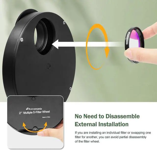 Alt view image 5 of 7 - 5-Position Filter Wheel Holder for Telescope Filter 2 Inch