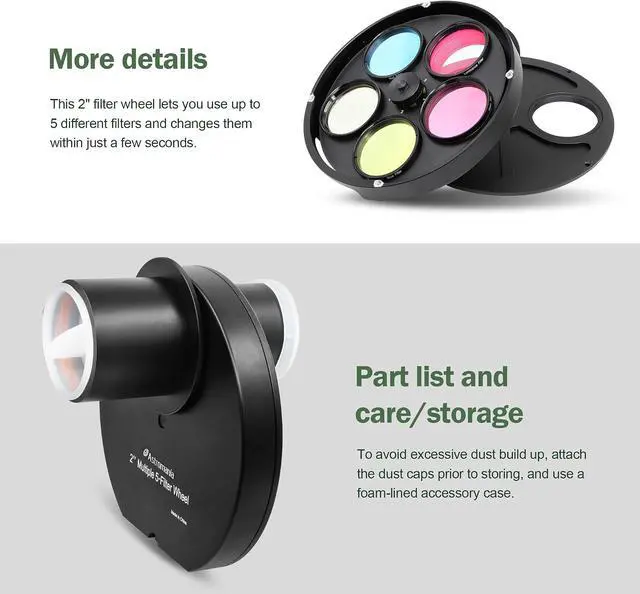 Alt view image 6 of 7 - 5-Position Filter Wheel Holder for Telescope Filter 2 Inch