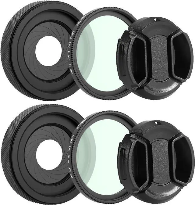 Main image of 2Pack Adjustable Iris Aperture Diaphragm 1.5-26mm Iris Aperture Diaphragm Adapter M30 to M37 Diaphragm Lens Module Adapter Ring PVS-14 PSV14 (Filter Protector Cover Set)