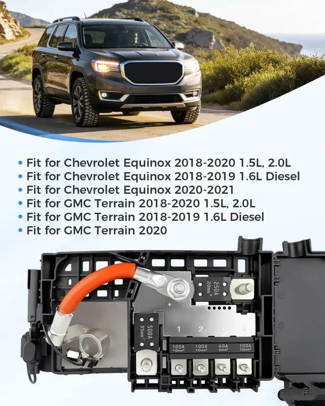 Alt view image 4 of 6 - 84237808 Fuse Box Battery Terminal with Cover Fits for GMC Terrain Chevrolet Equinox 2018 2019 2020 L4 Engine, Replacement 84509531
