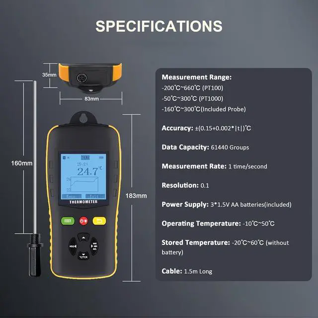 Alt view image 4 of 7 - RTD Data Logger Calibrated Thermometer USB PT100 Temperature Recorder