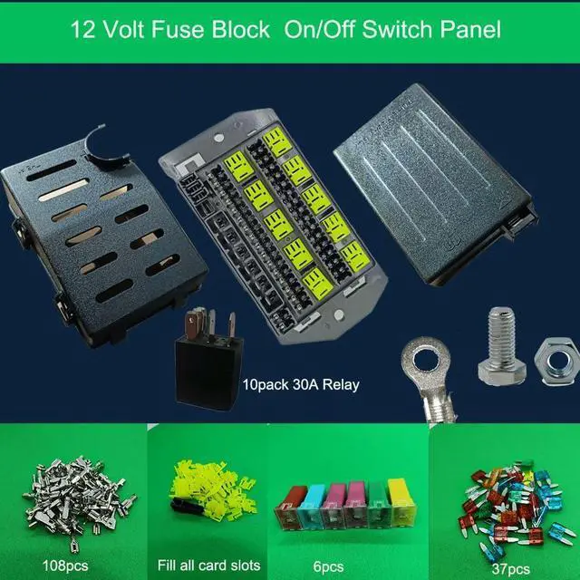 Alt view image 3 of 7 - 12V24VRelay Fuse Block with 10Pack 5Pin 30A Relays Slots 40 ATC/ATO Fuse Universal Circuit Control Relay System Box Controller Manual Dimmable 12V24V On/Off Switch Panel for Car SUV Truck