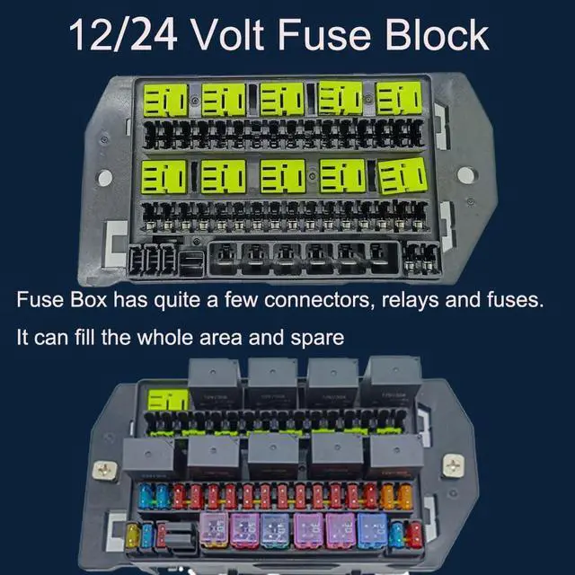 Alt view image 6 of 7 - 12V24VRelay Fuse Block with 10Pack 5Pin 30A Relays Slots 40 ATC/ATO Fuse Universal Circuit Control Relay System Box Controller Manual Dimmable 12V24V On/Off Switch Panel for Car SUV Truck