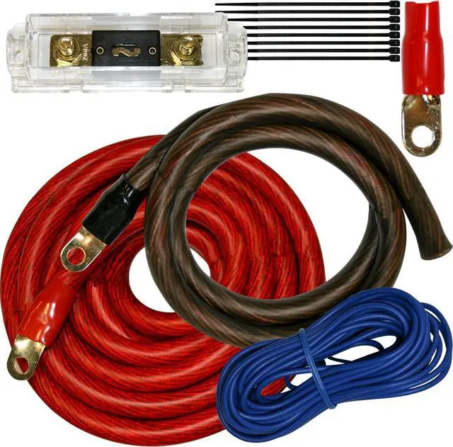 Main image of 0 Gauge Amplfier Power Kit for Amp Install Wiring 1/0 Ga Cables 4500W 200 ANL