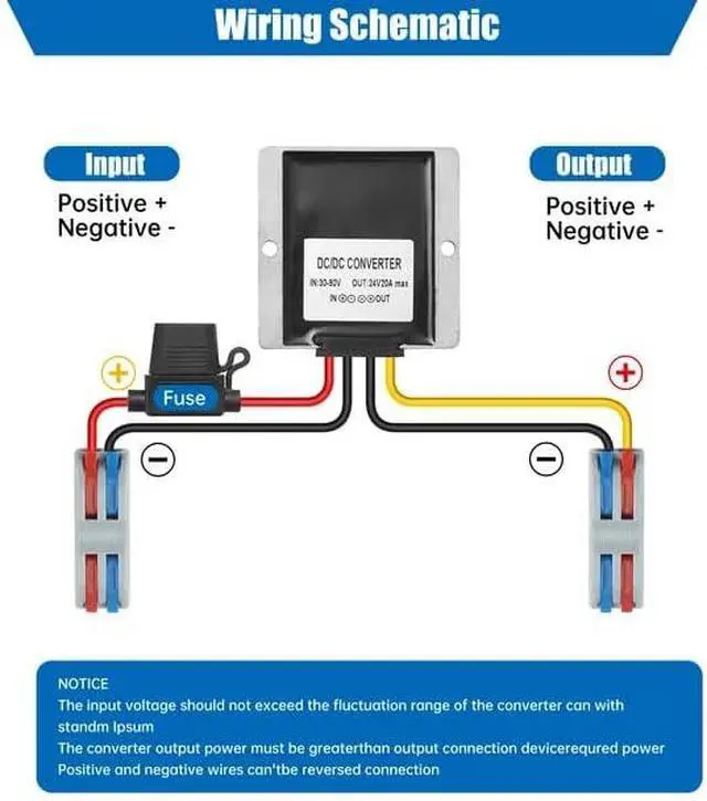 Alt view image 4 of 7 - 30-90V to 24V 20A 480W Waterproof DC-DC Buck Converter with Fuse
