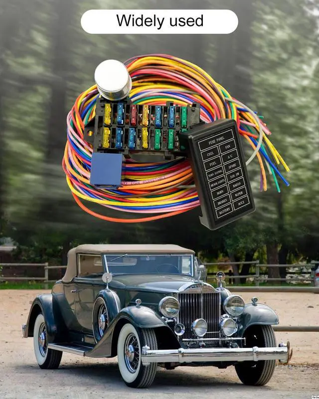 Alt view image 4 of 6 - 14 Circuit Universal Wiring Harness Fit for Street Muscle Car Hot Rod Rat XL Chevy Ford Chrysler Mopar, Comes with 24-pcs 12V Fused Copper Wire Harness Cable Set