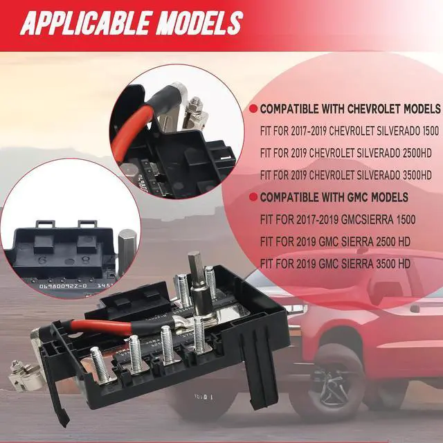 Alt view image 5 of 6 - Battery Distribution Engine Compartment Fuse Block Fit for 2017-2019 Chevrolet Chevy Silverado 1500/2500HD, for 2017-2019 GMC Sierra 1500/1500LD/2500/3500HD Replace 84354721 84095551 84460795 84043745