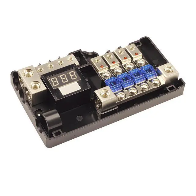 Alt view image 6 of 7 - Power Distribution Block Car Audio 4 Way MIDI Fuse Block, Each Positive and Negative Block with 2X 0/2/4 Gauge Inputs & 4X 4/8 Gauge Outputs,with Digital LED Voltage Display and 4pcs 60A Fuses