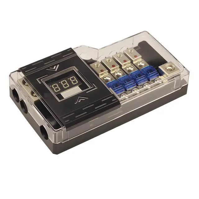 Alt view image 2 of 7 - Power Distribution Block Car Audio 4 Way MIDI Fuse Block, Each Positive and Negative Block with 2X 0/2/4 Gauge Inputs & 4X 4/8 Gauge Outputs,with Digital LED Voltage Display and 4pcs 60A Fuses