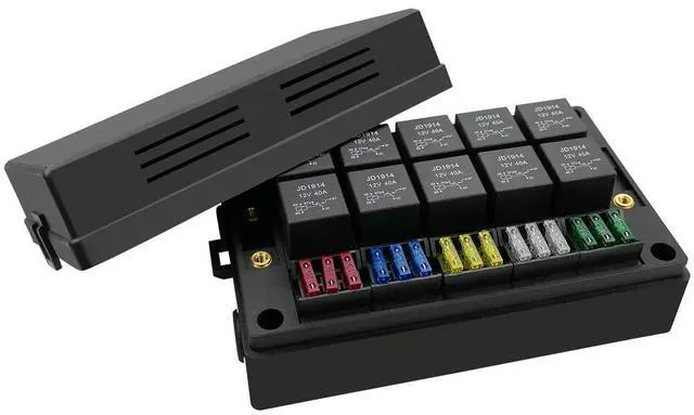 Main image of 12V Fuse Relay Box with 15 Fuse Slots & 10 Relay Slots for 4/5 Pin Relays