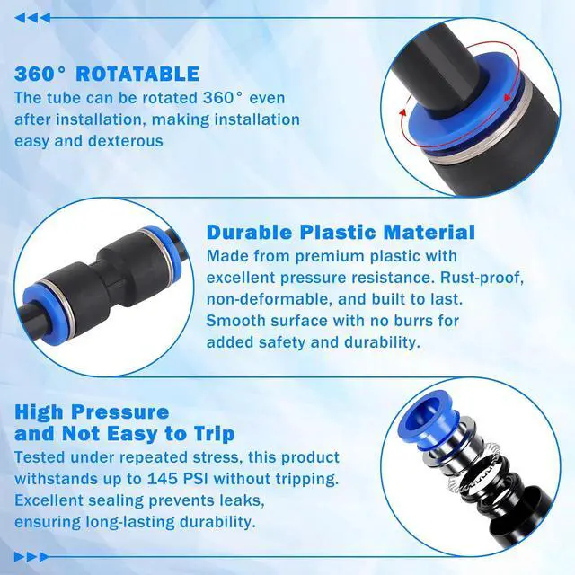 Alt view image 4 of 7 - 94 Pcs Quick Connect Air Line Fittings Kit Pneumatic Push Lock Air Fittings 1/8",1/4",3/8" Push to Connect & NPT Thread Air Hose Fittings Quick Release Airline Fitting Kit