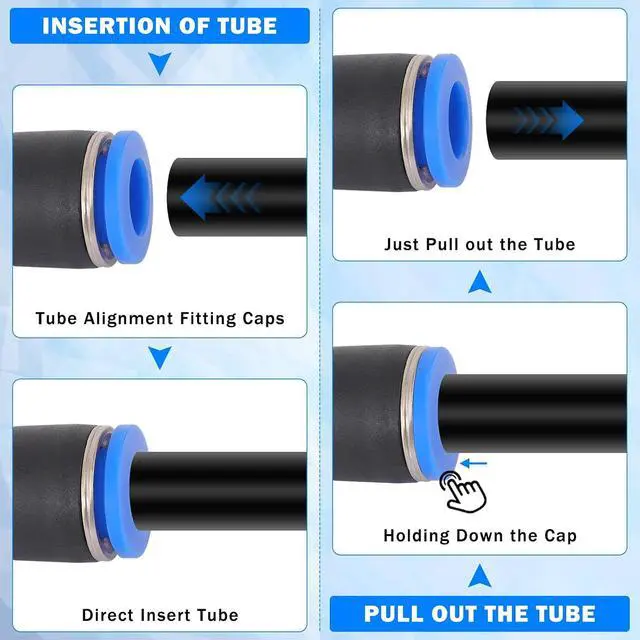 Alt view image 6 of 7 - 94 Pcs Quick Connect Air Line Fittings Kit Pneumatic Push Lock Air Fittings 1/8",1/4",3/8" Push to Connect & NPT Thread Air Hose Fittings Quick Release Airline Fitting Kit