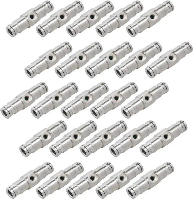Main image of 25pcs Nickel Plated Brass Push to Connect Fitting For High Pressure Misting System, Misting Coupling Slip Lock (One Hole), 1/4" Tube OD, Straight Union